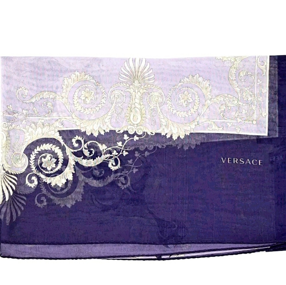 😍💜VERSACE💜 Purple Barocco silk stole shawl NWT